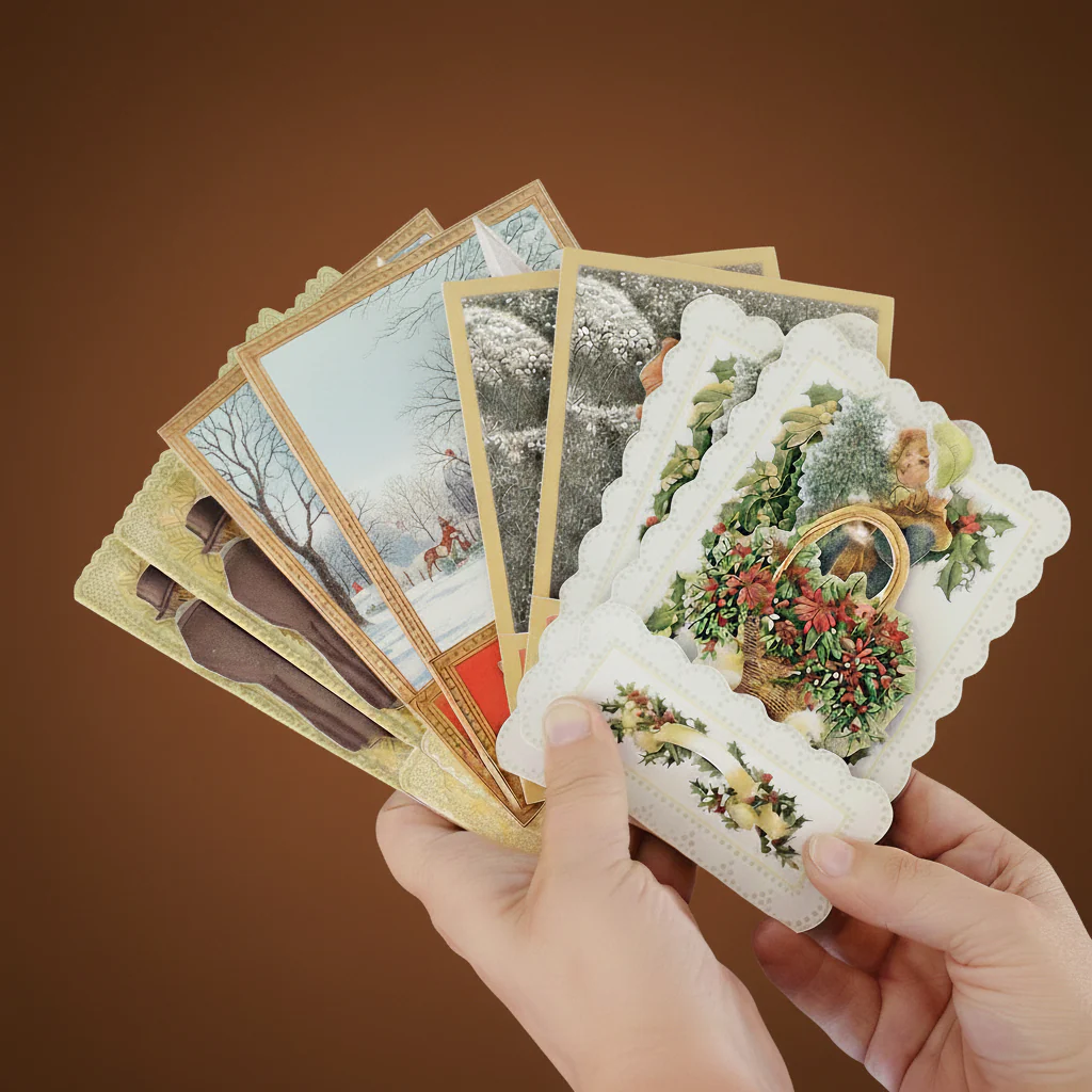 Vintage Cascade Christmas Card - Pack of 8