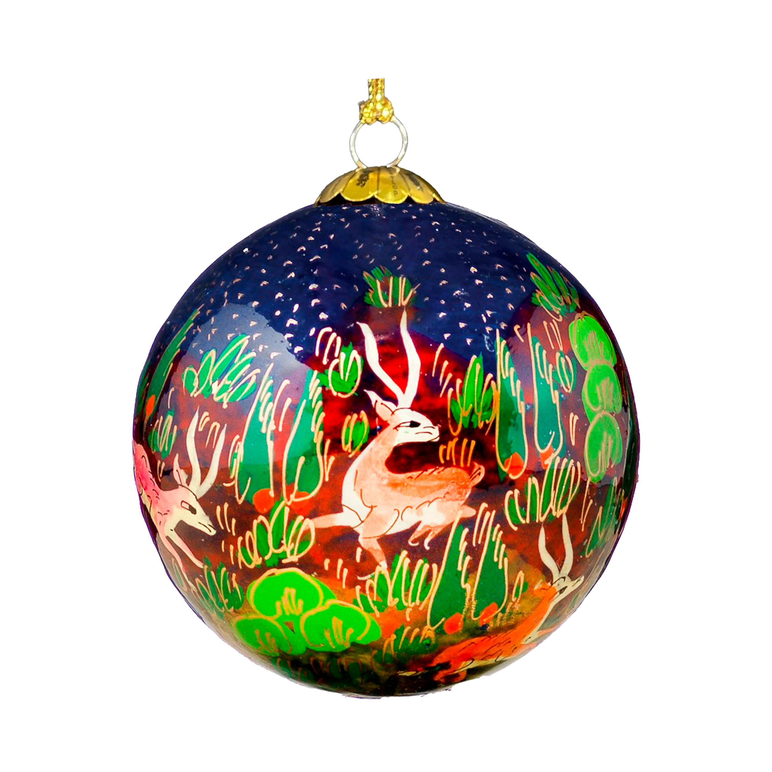 Forest Friends Blue Papier Mache Christmas Bauble - Image 2