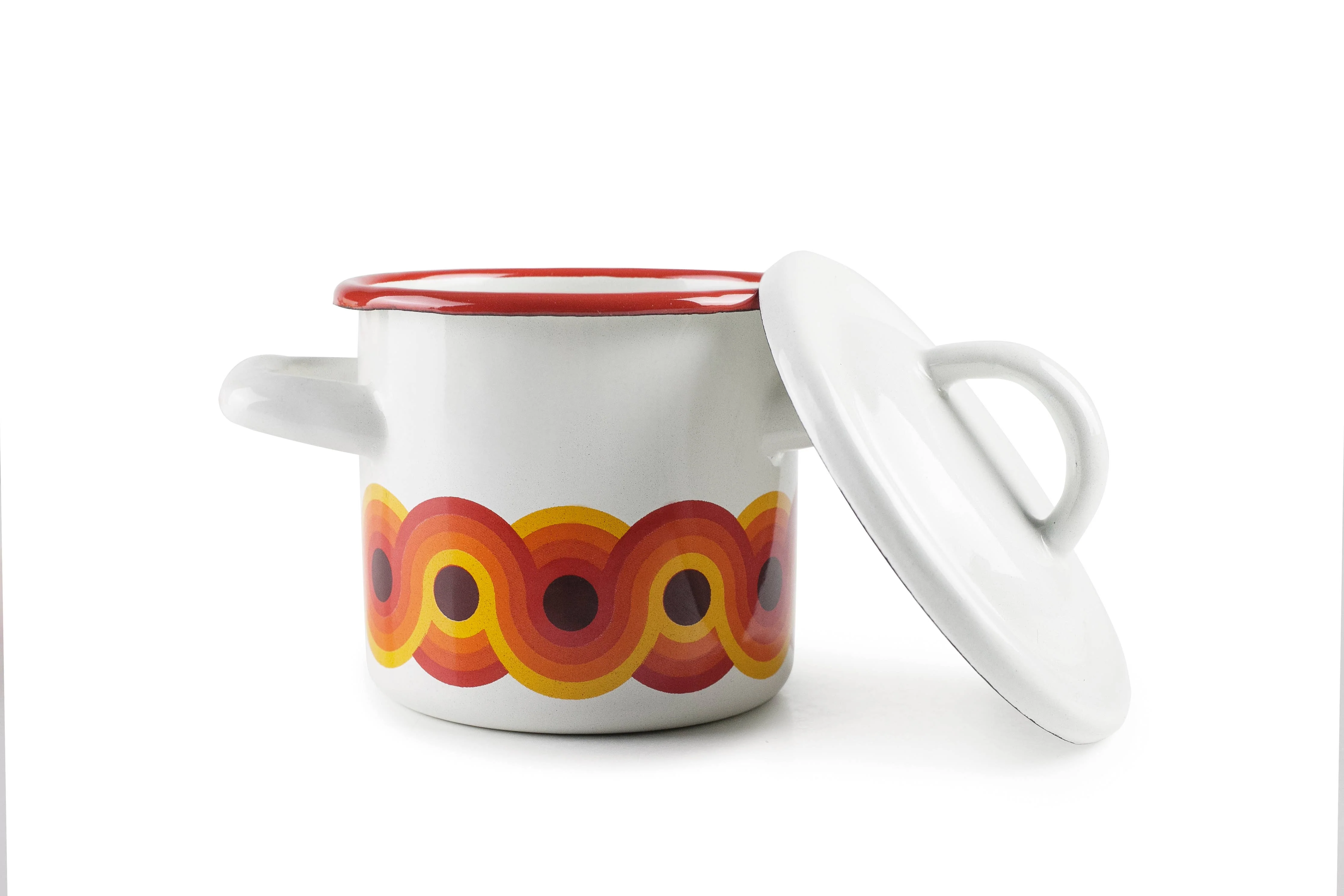Retro Enamel Mini Pot with Pop Lid - Image 3