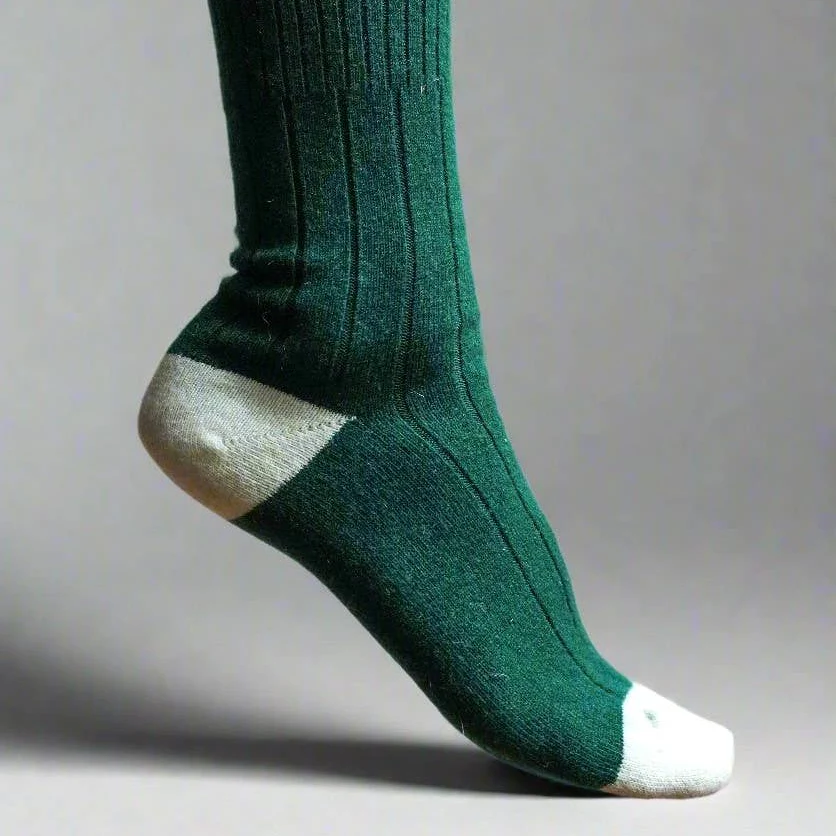Merino Wool Contrast Socks-Green & Mint