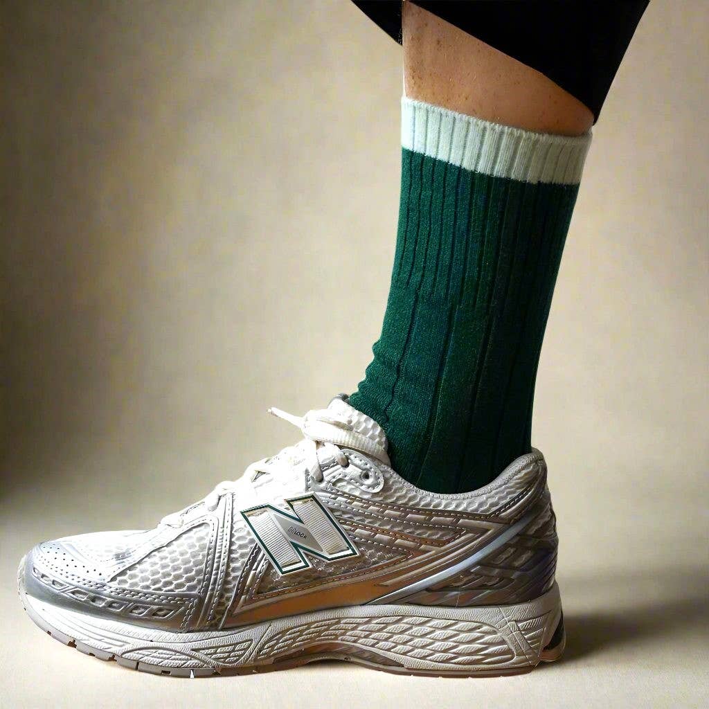 Merino Wool Contrast Socks-Green & Mint - Image 3