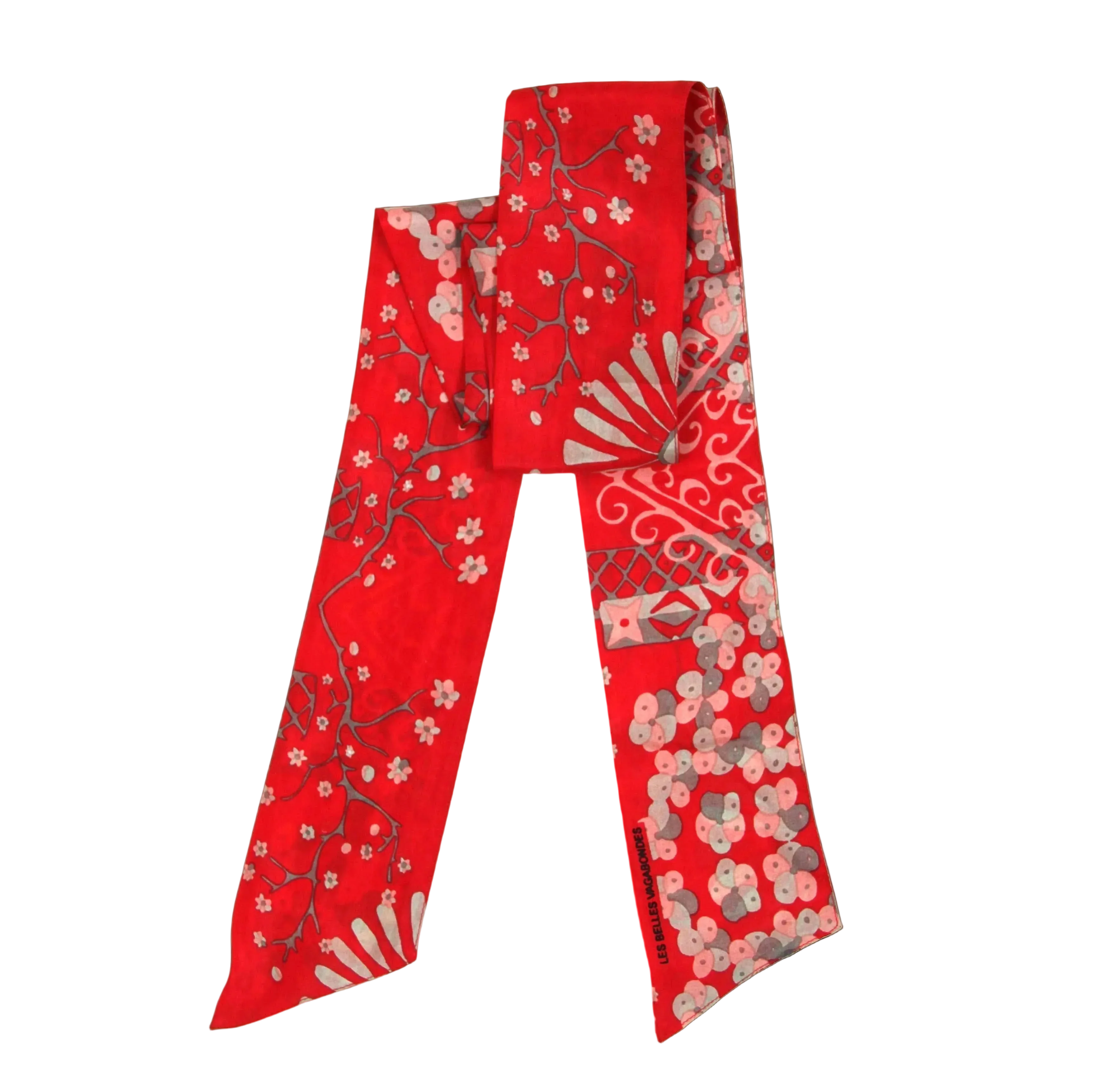Masami Red Silk Skinny Scarf