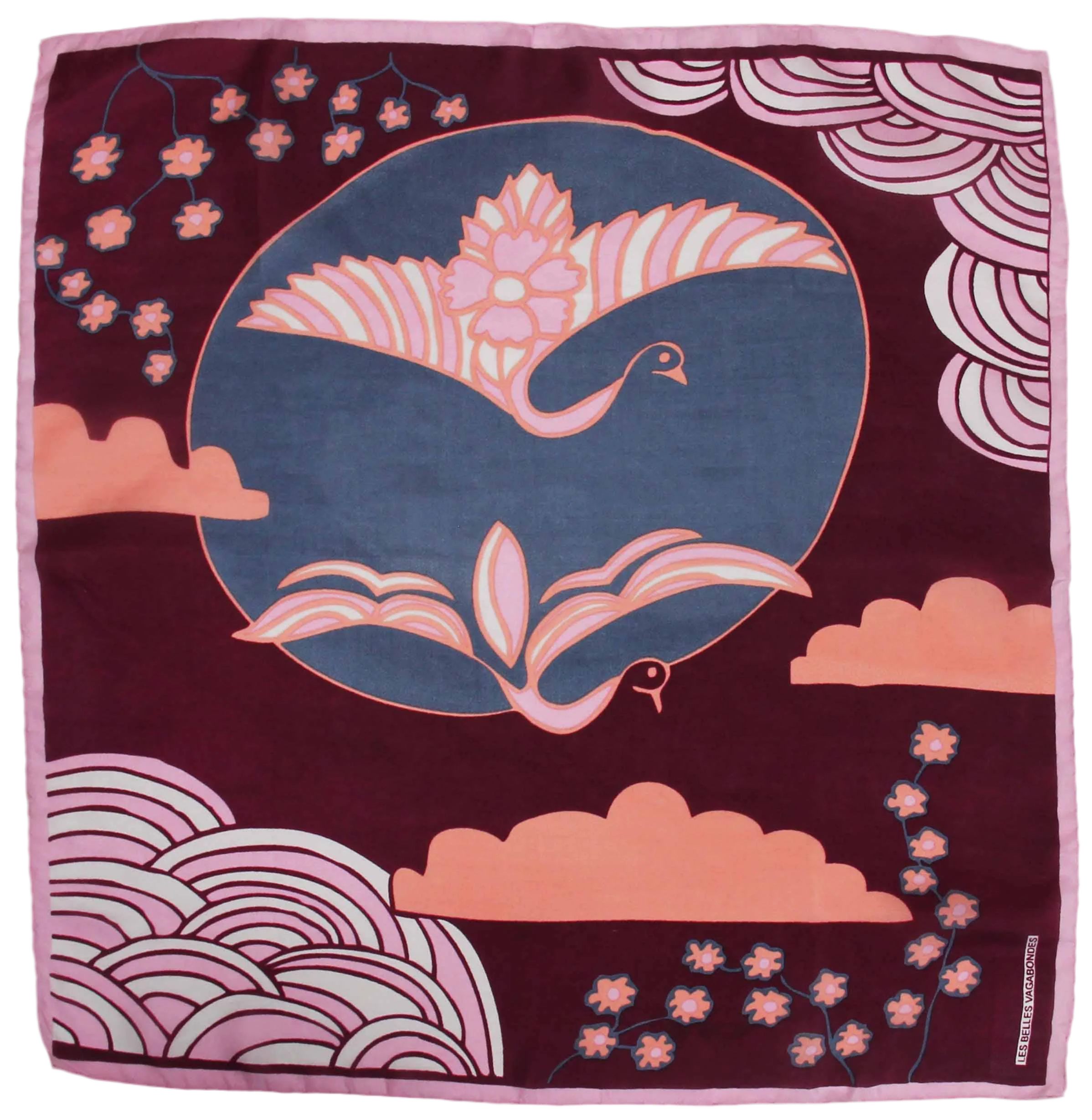 Agami Bordeaux & Pink - Mini Silk Scarf - Image 2