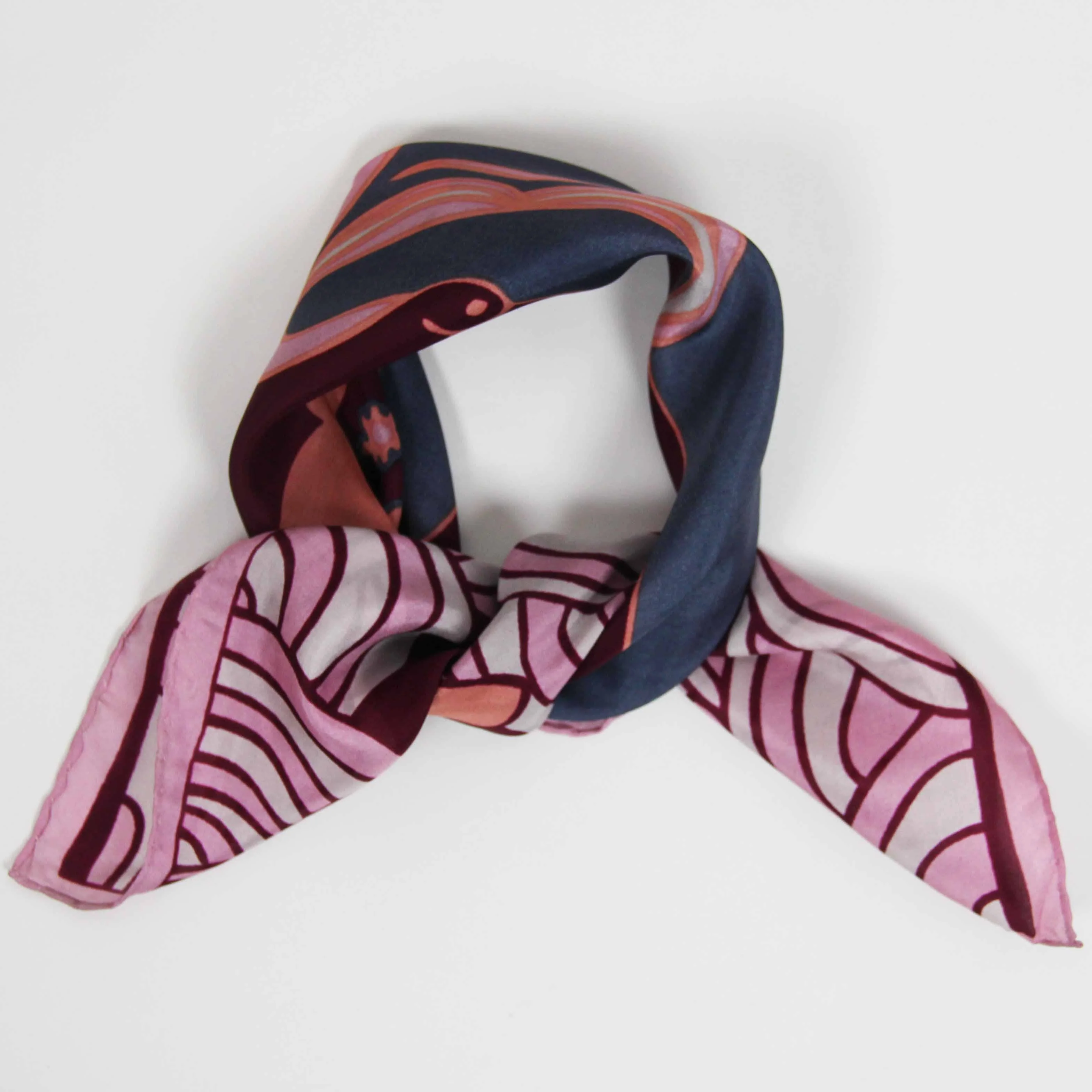 Agami Bordeaux & Pink - Mini Silk Scarf - Image 5