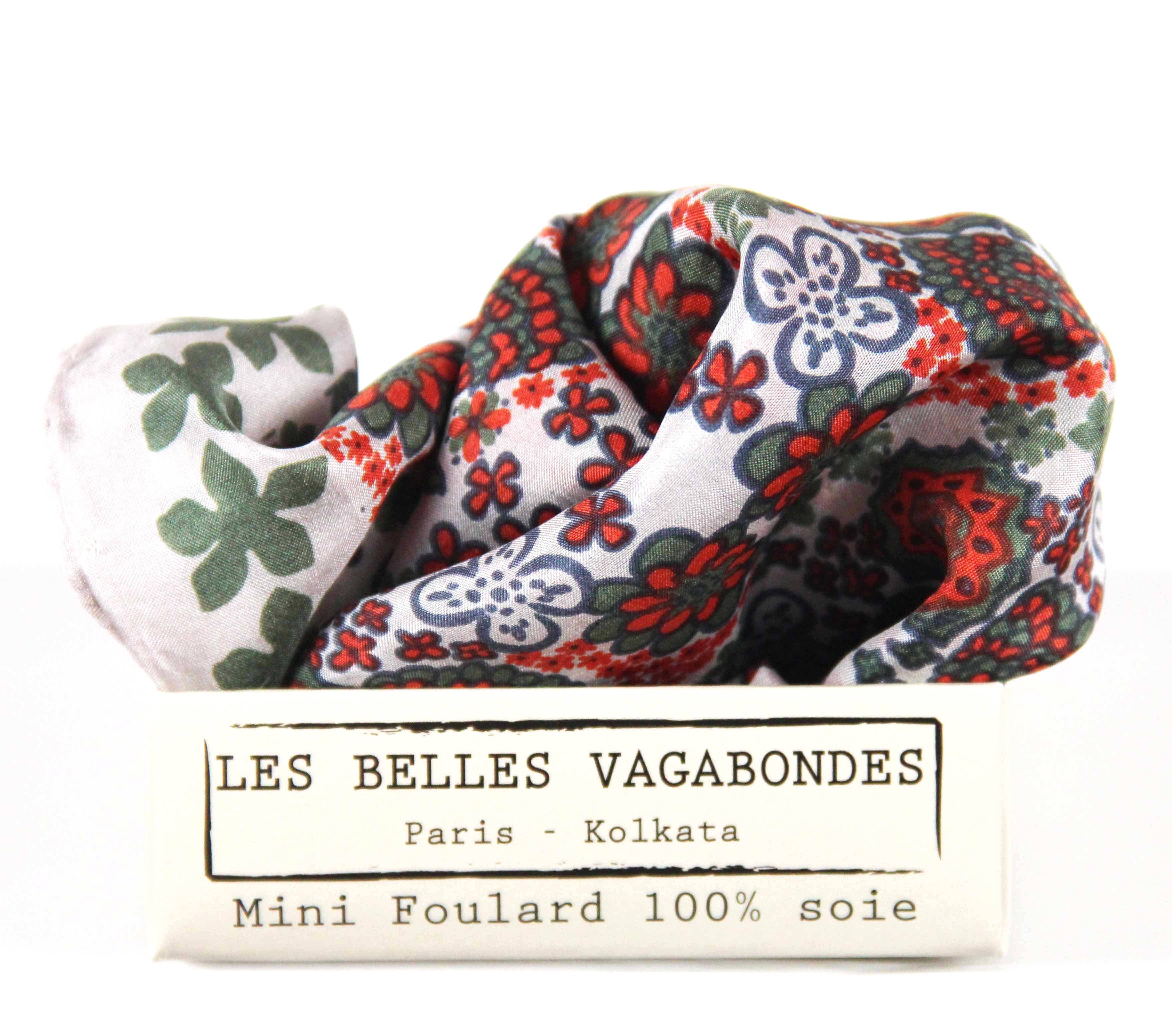 Caribbean Orange & Green - Mini Square Silk Scarf - Image 3