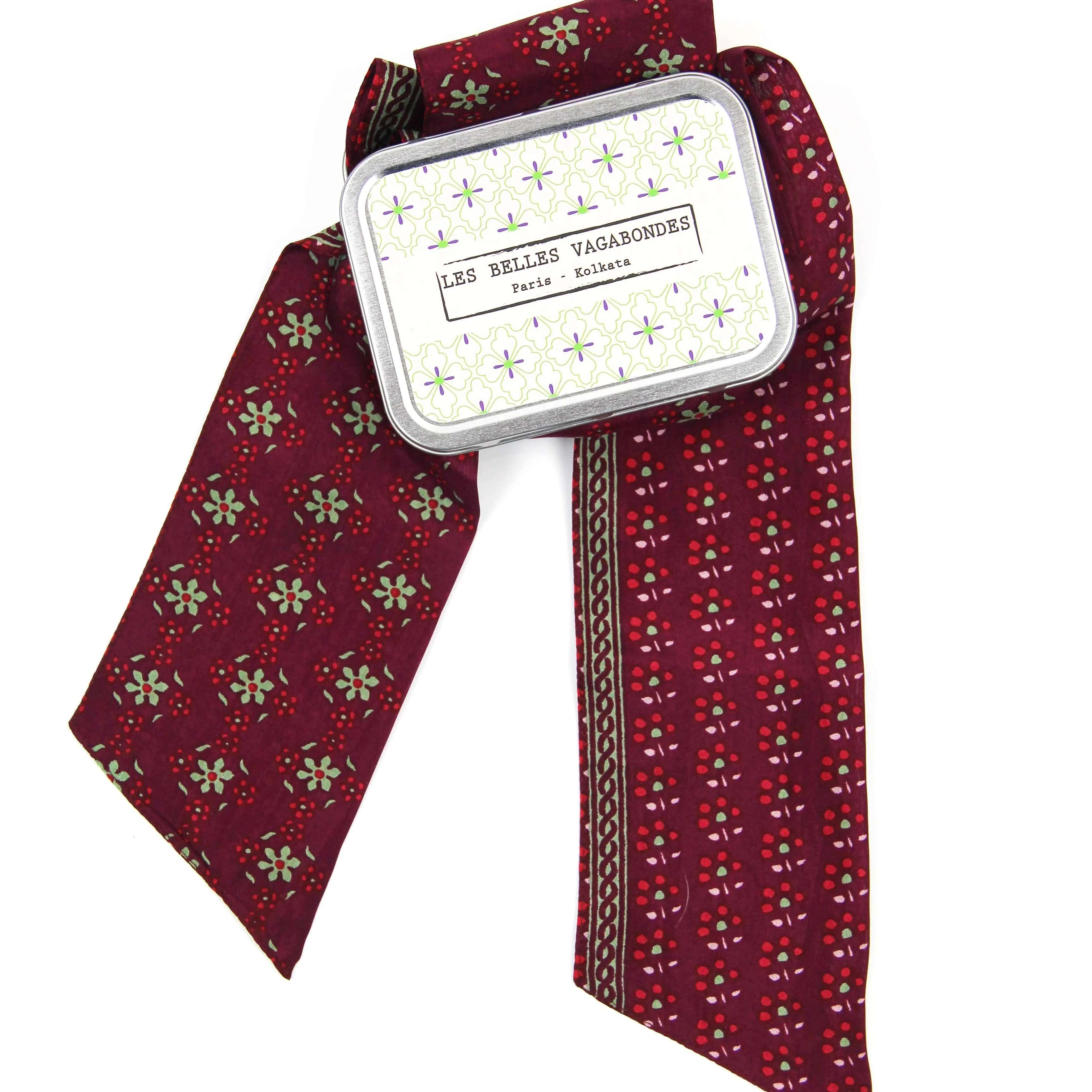 Nicky Bordeaux Skinny Silk Scarf - Image 2