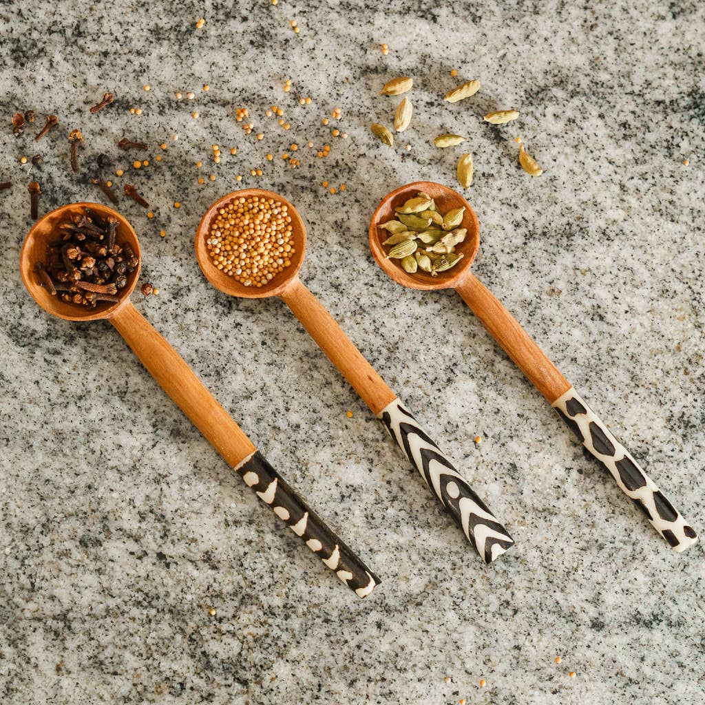 Olive Wood Batik Condiment Spoon - Image 4