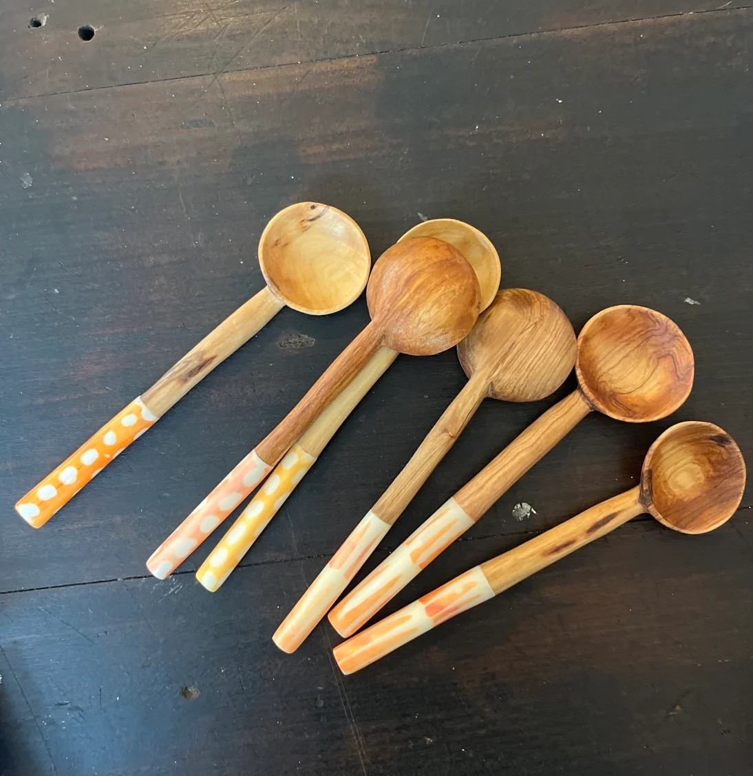 Olive Wood Batik Condiment Spoon - Image 5