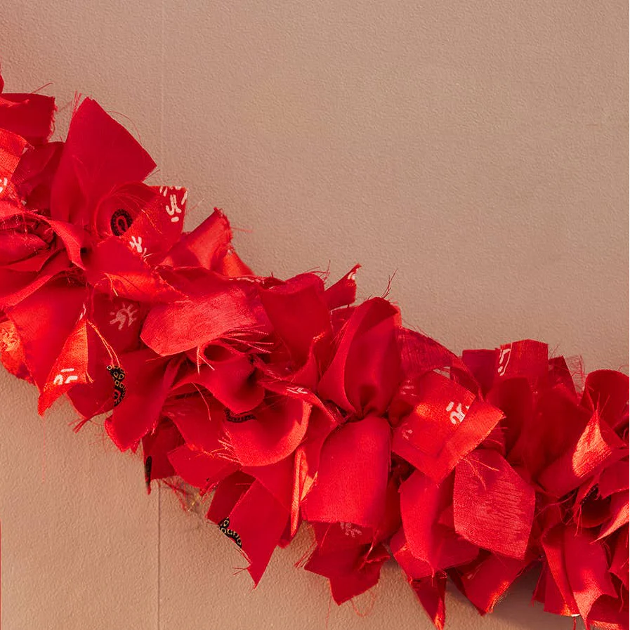Recycled Festive Red Sari Garland