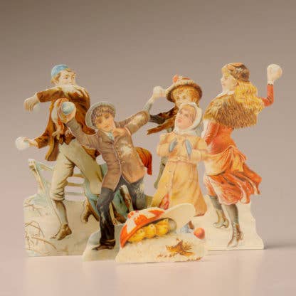 Snowball Fight Vintage 3D Christmas Card