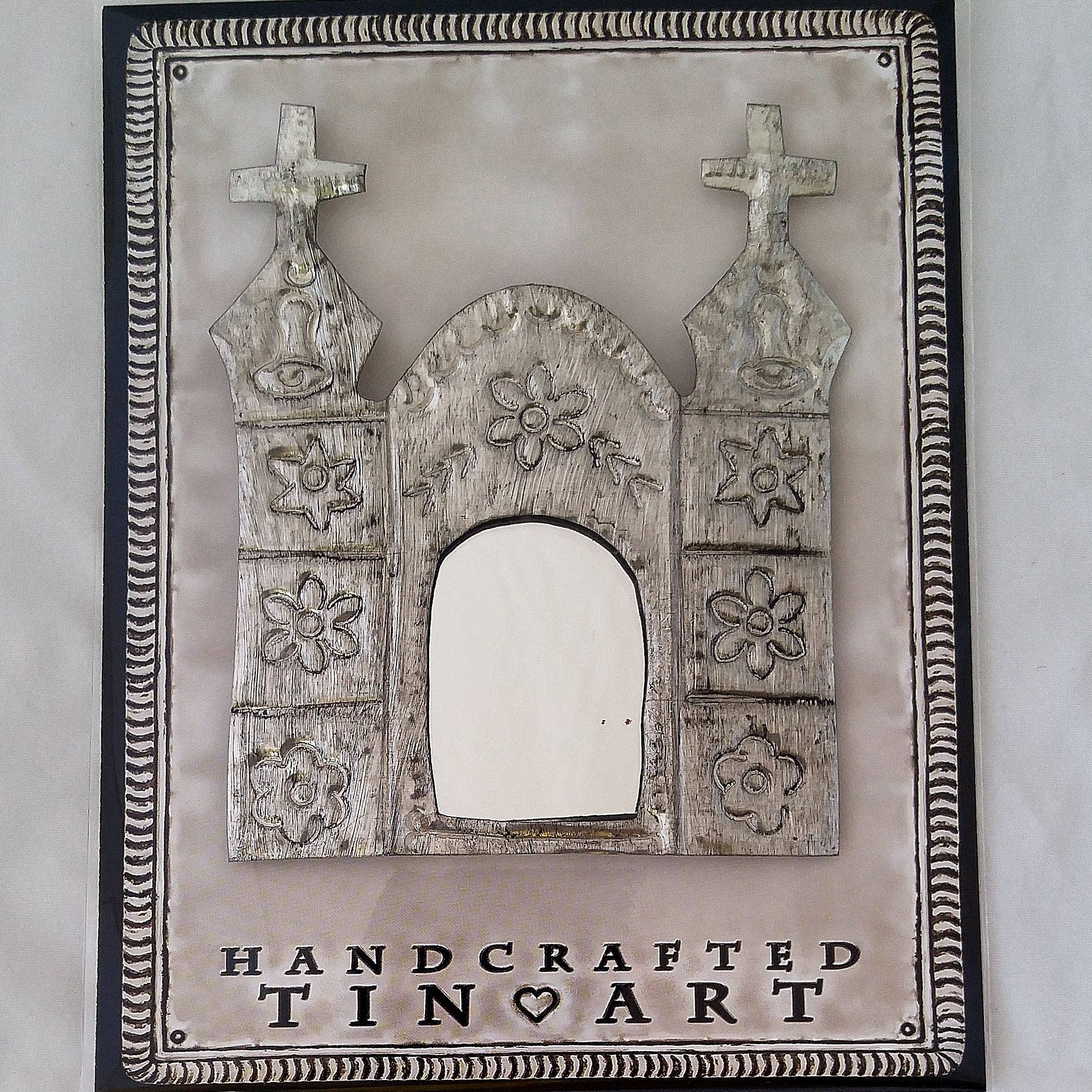 Tin Church With Mirror Milagros - Image 3